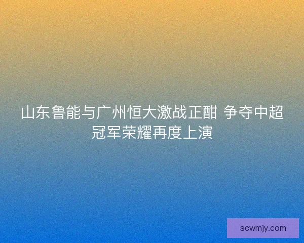 山东鲁能与广州恒大激战正酣 争夺中超冠军荣耀再度上演