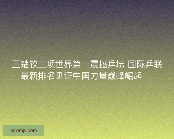 王楚钦三项世界第一震撼乒坛 国际乒联最新排名见证中国力量巅峰崛起 🏓 王楚钦三项世界第一震撼乒坛 国际乒联最新排名见证中国力量巅峰崛起 🏓