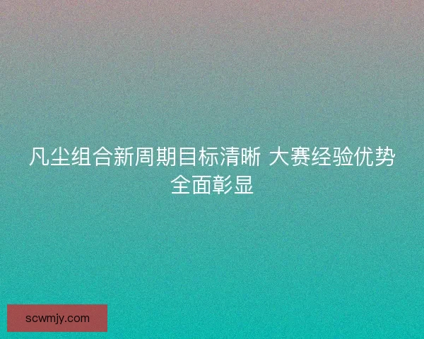 凡尘组合新周期目标清晰 大赛经验优势全面彰显